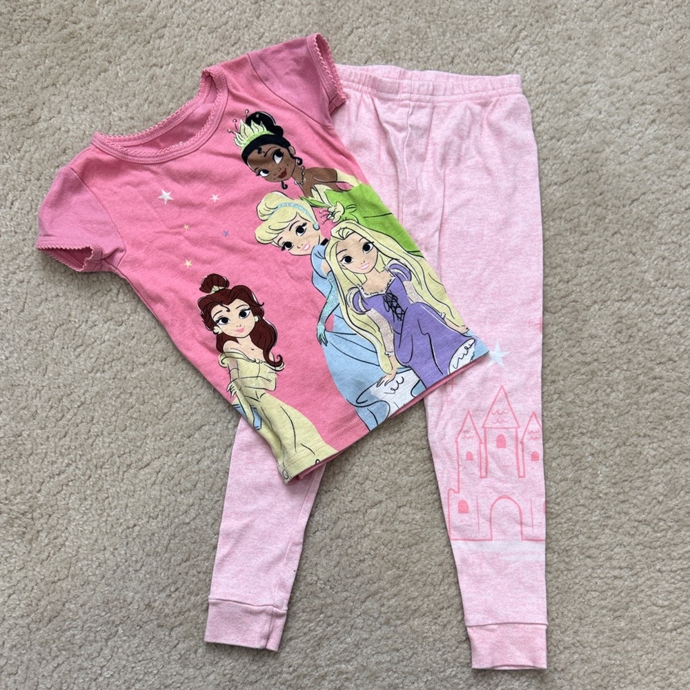 Disney Princess Pink Pajama Set for Kids - Size 3T